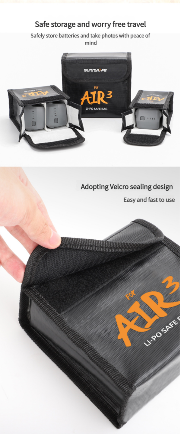 Bolsa Ignifuga Para 2 Baterías Drone Dji Air 3 - Imagen 2