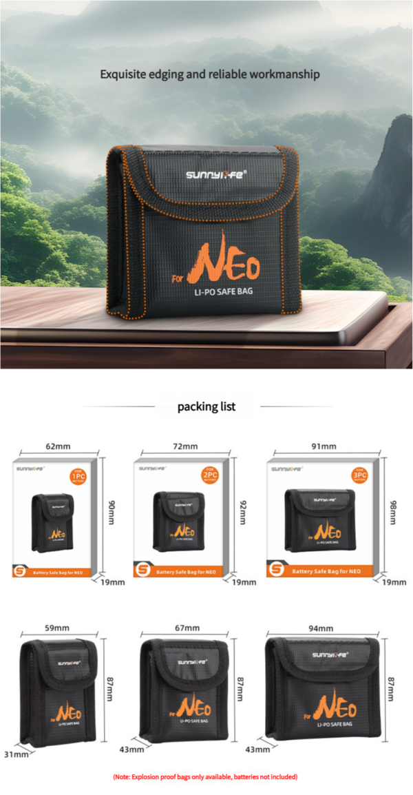 Bolsa Ignífuga Para 3 Baterías De Drone Dji Neo - Imagen 3