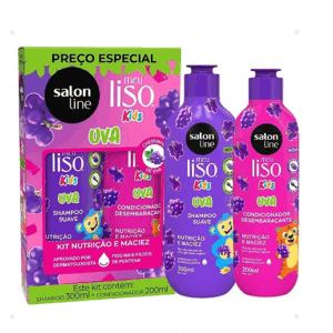 Kit Salon Line Shampoo 300ml +Acondicionador 200ml Kids Meu Liso Uva