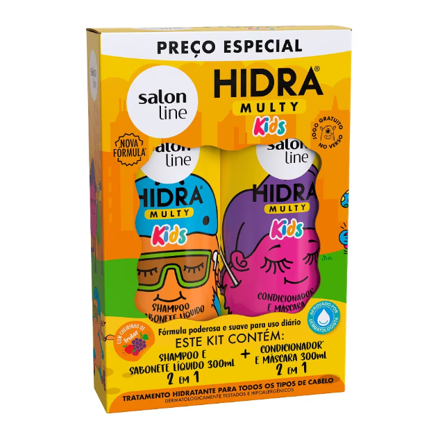 multy kids 1 Kit Salon Line Shampoo 300ml +Acondicionador 300ml Hidra Multy Kids - Imagen 1