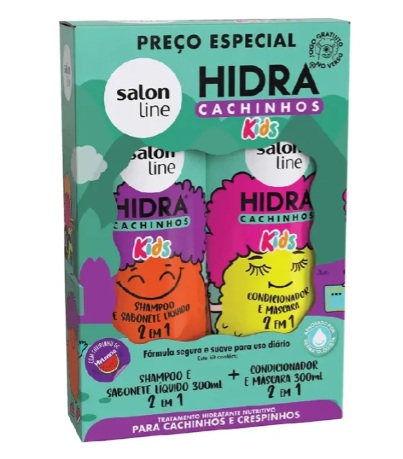 Kit Salon Line Shampoo 300ml +Acondicionador 300ml Hidra Cachinhos Kids Kit Salon Line Shampoo 300ml +Acondicionador 300ml Hidra Cachinhos Kids - Imagen 1